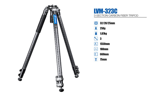 Leofoto Manba Tripod LVM-323C and BV-10/BV-15 Arca Swiss Fluid head