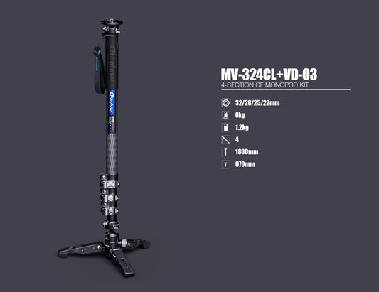 Leofoto Manba Monopod MV-324CL and BV-10