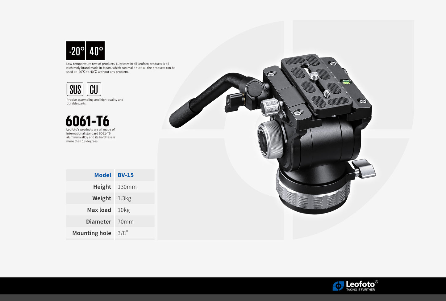 Leofoto BV-15 / BV-15L Fluid head (Arca swiss)