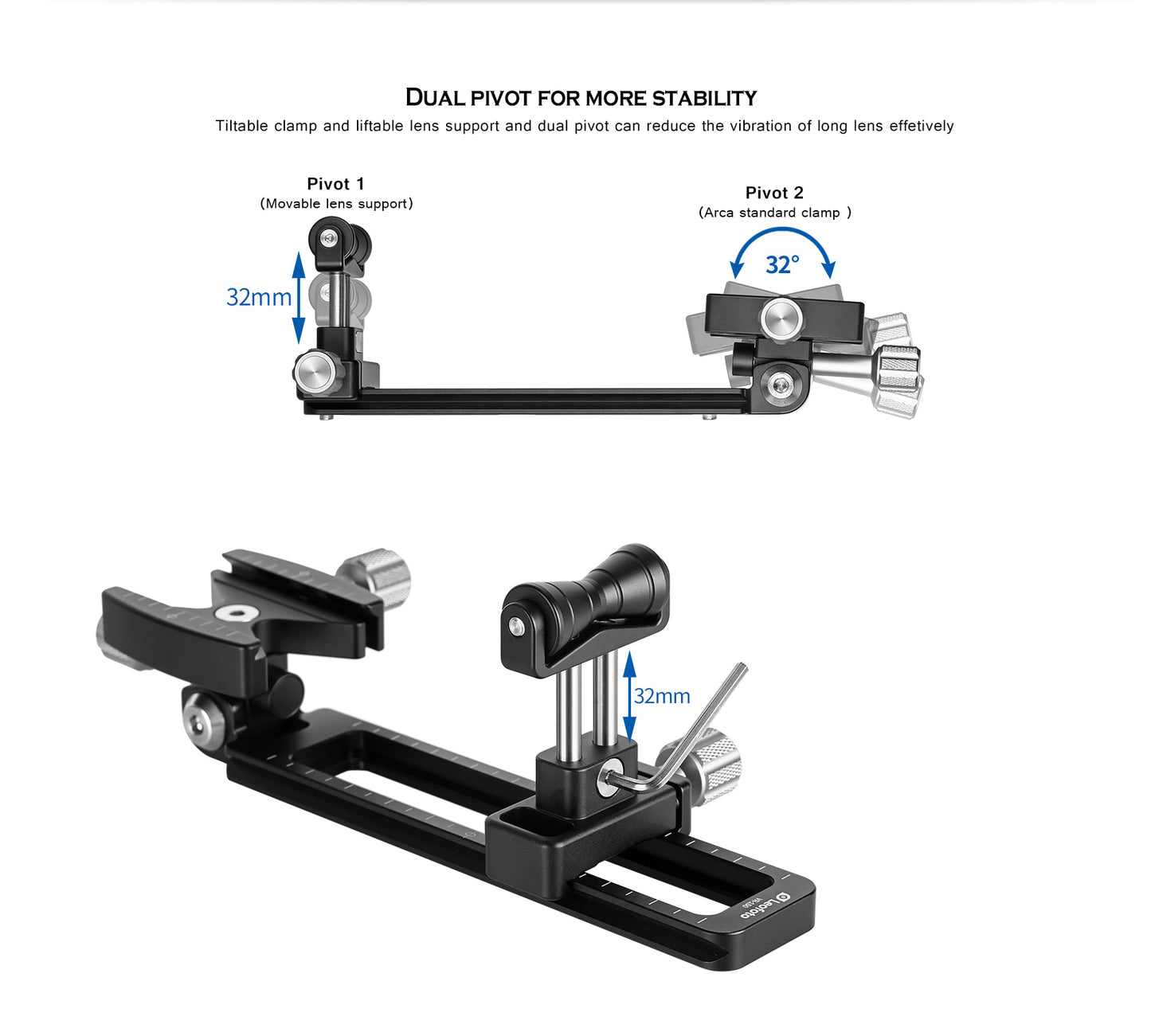 Leofoto VR-150 VR-150L Dual pivot long lens support