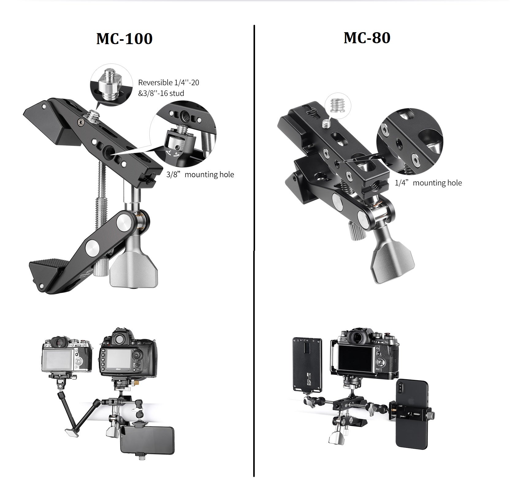 Leofoto MC-100 Multipurpose clamp, CF-6 and MBC-20 bundle